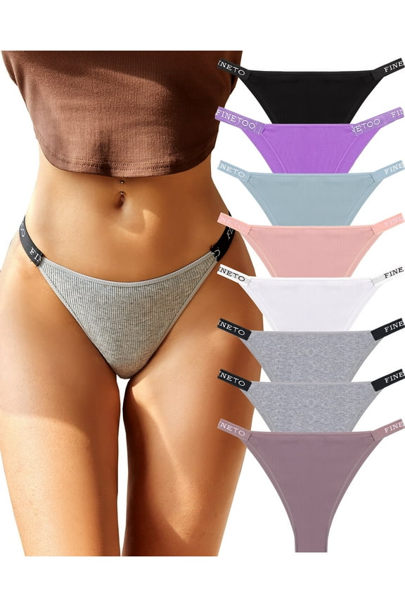 IF YOU 8 Pack Cotton Underwear For Women High Cut String Bikini Panties Low Rise Hipster Ladies Soft Cheeky S-XL