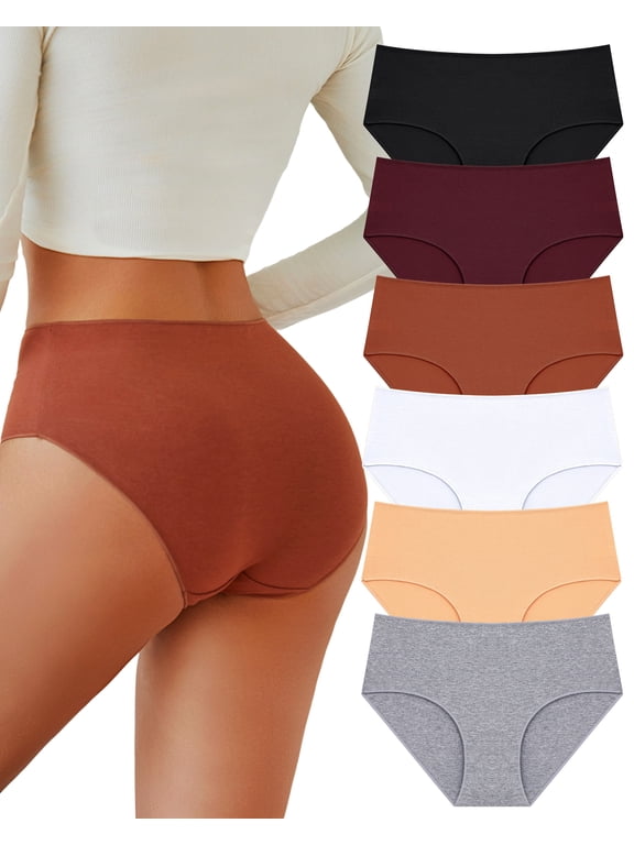 IF YOU Cotton Underwear for Women High Waisted Full Coverage Soft Briefs Plus Size Women's Panties S-XXL 6 Pack