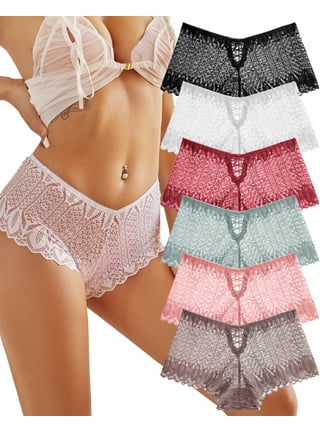 Lolmot Women's Lace Underwear Plus size High Waisted Short Panties Sexy  Sheer Hipster Cut Out Panty for Ladies 
