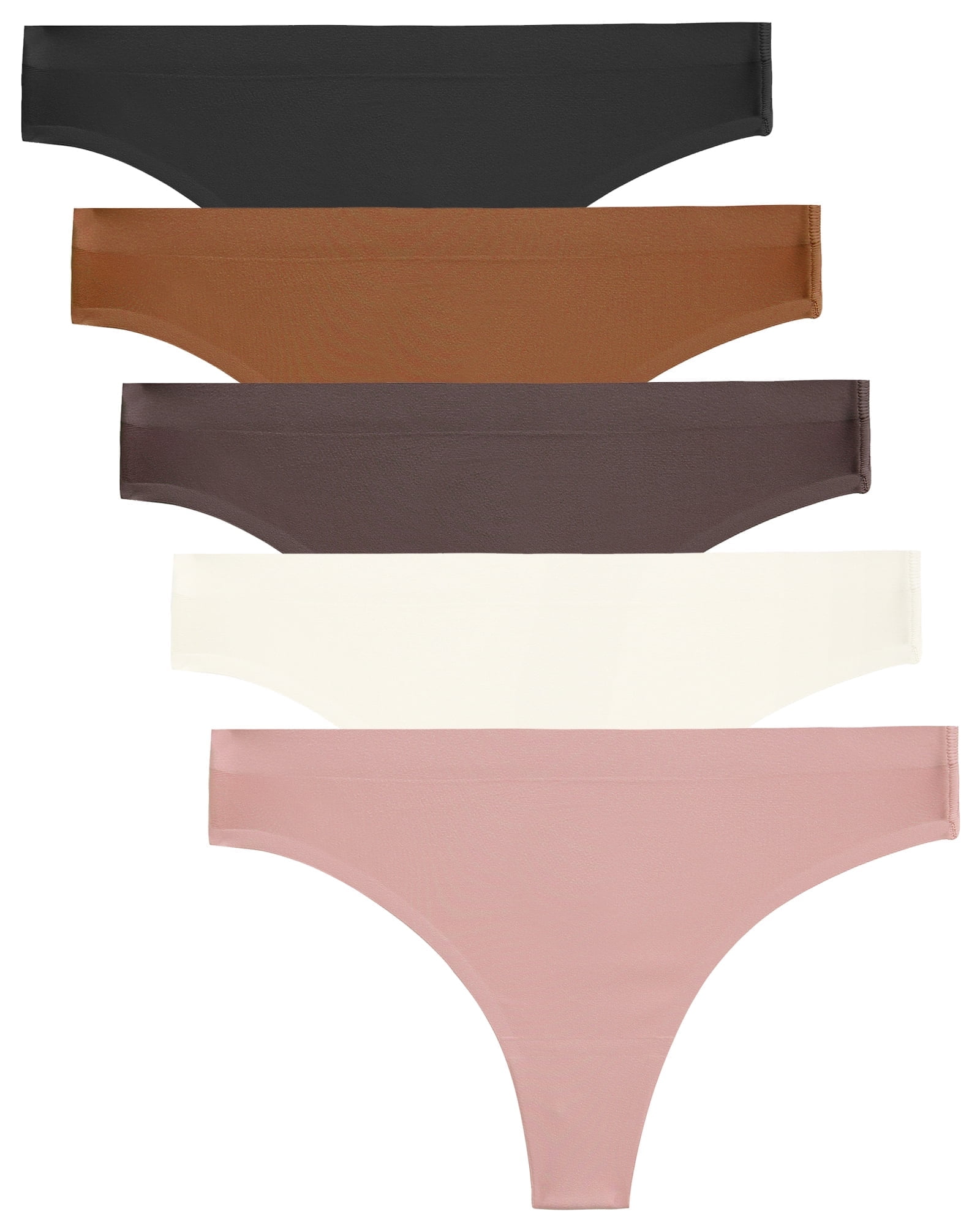 IF YOU Seamless Thong for women No Show Stretch Underwear Soft Silky Invisible Panties XS-XL 5 Pack