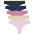 thumbnail image 1 of IF YOU Seamless Thong for women No Show Stretch Underwear Soft Silky Invisible Panties XS-XL 5 Pack, 1 of 4