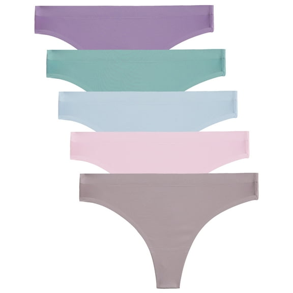 IF YOU Seamless Thong for women No Show Stretch Underwear Soft Silky Invisible Panties XS-XL 5 Pack