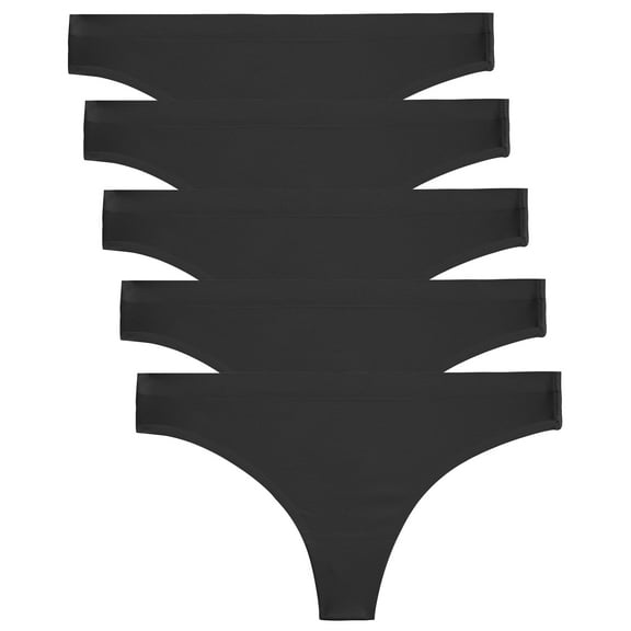 IF YOU Seamless Thong for women No Show Stretch Underwear Soft Silky Invisible Panties XS-XL 5 Pack