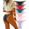 thumbnail image 1 of IF YOU Seamless Underwear For Women No Show Stretch Adjustable Bikini Panties Silky Lace Invisible Hipster Cheeky 6 Pack, 1 of 6