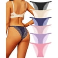 thumbnail image 1 of IF YOU Seamless Underwear For Women No Show Stretch Adjustable Bikini Panties Silky Lace Invisible Hipster Cheeky 6 Pack, 1 of 5