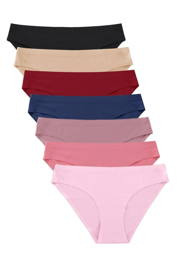 IF YOU Seamless Underwear For Women No Show Stretch Bikini Panties Silky Invisible Hipster 7 Pack
