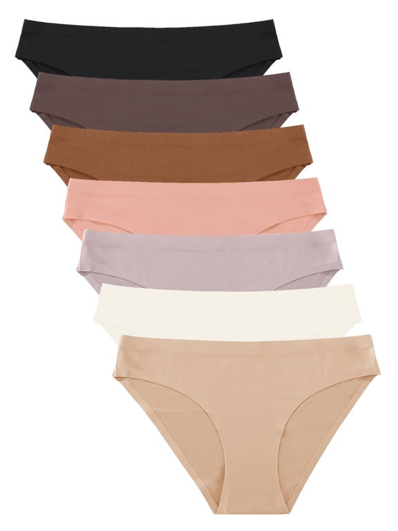 IF YOU Seamless Underwear For Women No Show Stretch Bikini Panties Silky Invisible Hipster 7 Pack