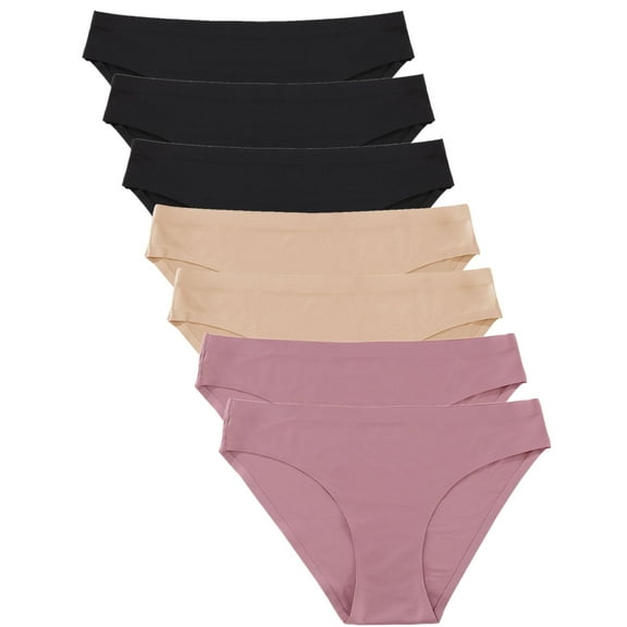 IF YOU Seamless Underwear For Women No Show Stretch Bikini Panties Silky Invisible Hipster 7 Pack