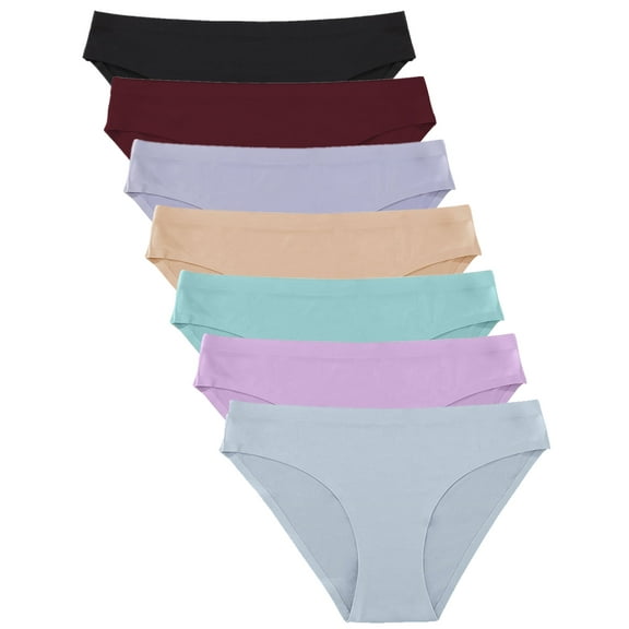 IF YOU Seamless Underwear For Women No Show Stretch Bikini Panties Silky Invisible Hipster 7 Pack