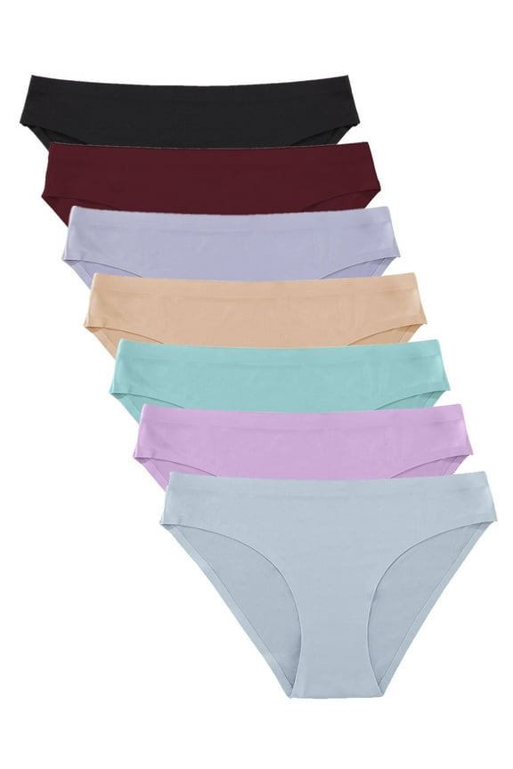 IF YOU Seamless Underwear For Women No Show Stretch Bikini Panties Silky Invisible Hipster 7 Pack