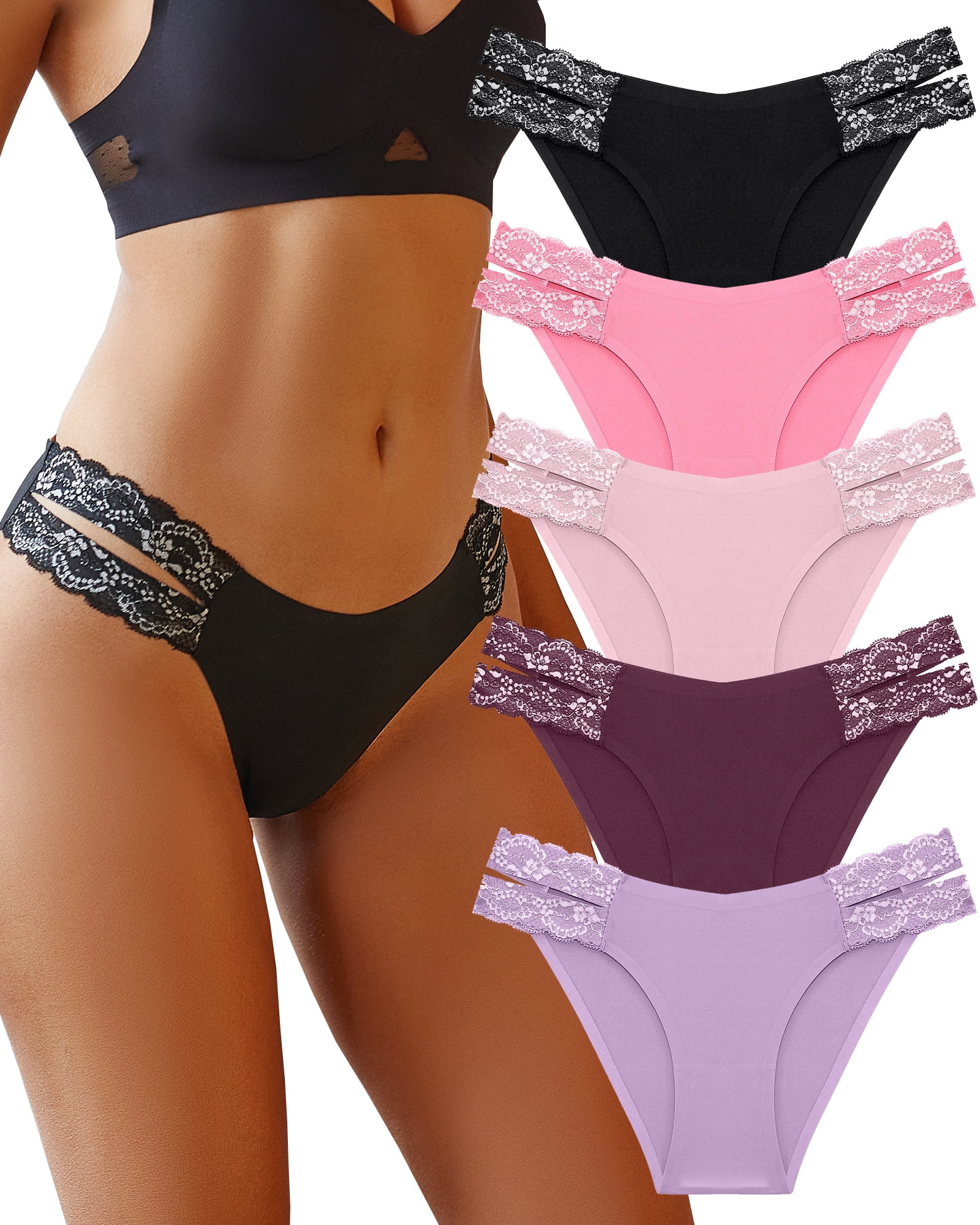 OJCNBV Seamless Underwear for Women No Show Panties Invisibles Briefs Soft  Stretch Bikini Underwears 6 Pack