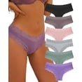 thumbnail image 1 of IF YOU Womens Cotton Underwear Lace Brazilian Panties Soft Breathable Cotton Bikini for Ladies 6 Pack, 1 of 6