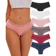 thumbnail image 1 of IF YOU Womens Cotton Underwear Lace Brazilian Panties Soft Breathable Cotton Bikini for Ladies 6 Pack, 1 of 6