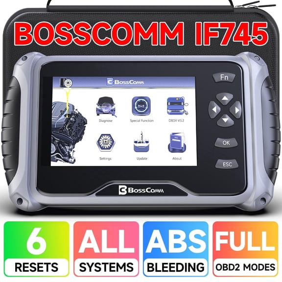 IF745 7" OBD2 Scanner Diagnostic Tool All System Car Diagnostic Scan Tool with 6 Resets, ABS-EPB-SAS-Throttle-BMS-Oil Reset, Throttle Relearn, OBDII Car Code Reader, Lifetime WiFi Update