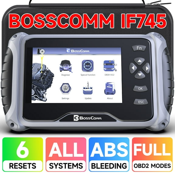 IF745 OBD2 Scanner Diagnostic Tool, All System HVAC Car Diagnostics with ABS Brake Bleed-BMS-Oil Reset-Throttle Relearn-SAS-EPB, Scan Tool&Code Reader with 7" Screen, Lifetime WiFi Update