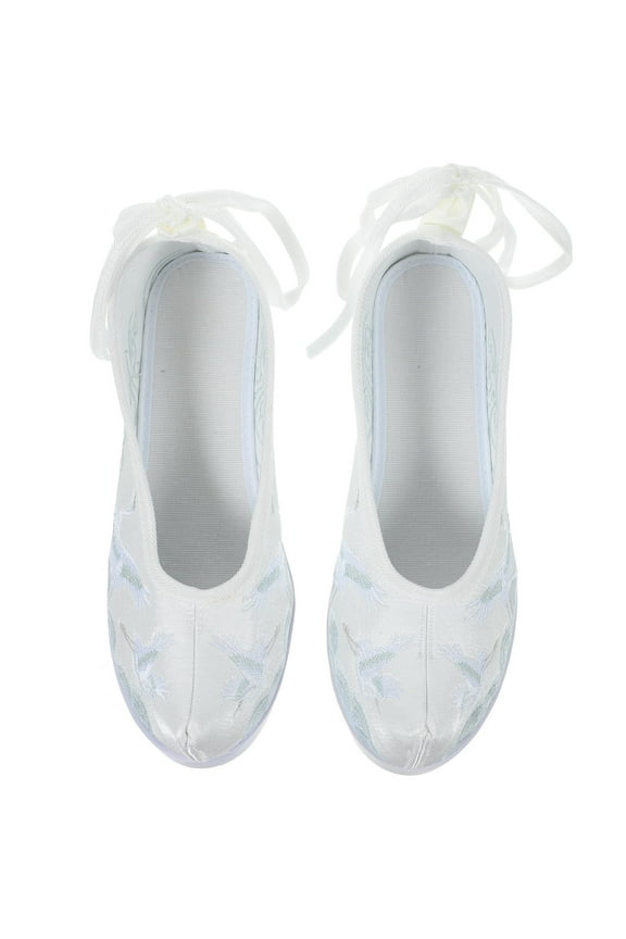 1 Pair Chinese Traditional White Toe Breathable Easy to Wear and Take Off for Wedding