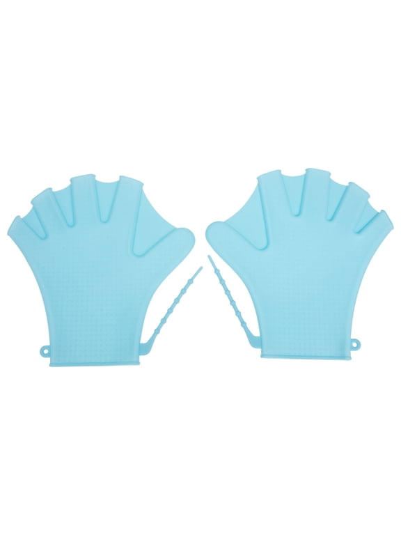 Blue Silicone Swim Gloves Durable for Swimming and Water Fitness 1Pair
