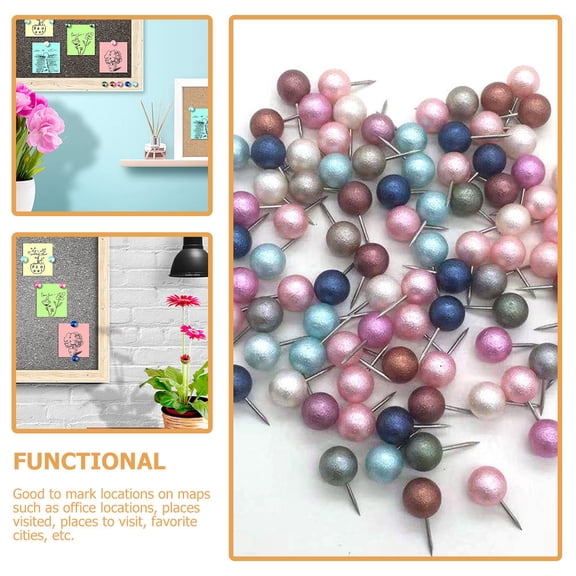 IFANLANDOR 100Pcs Assorted Color Thumb Tacks for Poster Supply and Map Accessory Use