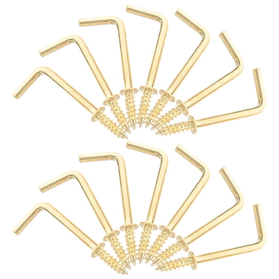 IFANLANDOR 100Pcs Golden Screw Fixed L Hooks Right Angle Self Tapping Hook for Versatile Hanging Use