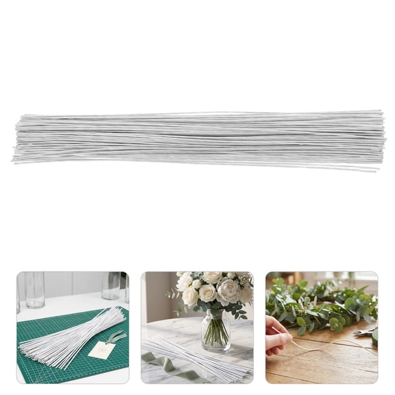 IFANLANDOR 100Pcs White Paper Wrapped Iron Wire for Floral Stems with Strong Support and Easy Bending