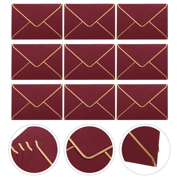 IFANLANDOR 10Pcs Dark Red Letter Paper Cover Envelope for Wedding Invitations and Party Stationery Storage