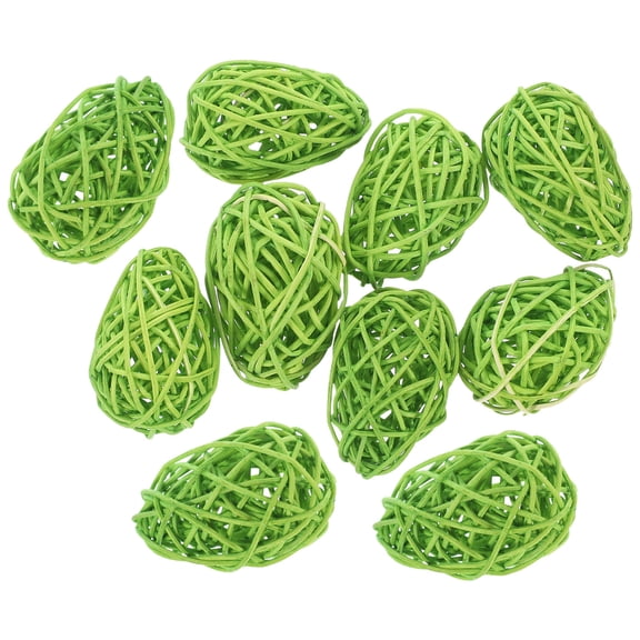 IFANLANDOR 10Pcs Decorative Green Rattan Easter Eggs for Holiday Party Easter Basket Fillers