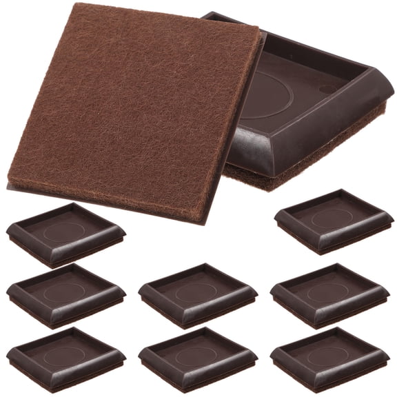 IFANLANDOR 10Pcs Felt Furniture Coasters Coffee Color with Rubber Shock Absorption Floor Protector