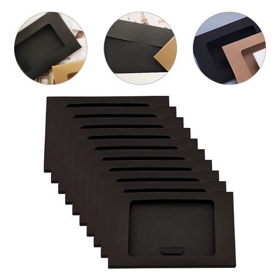 IFANLANDOR 10Pcs Kraft Paper Envelope Storage Boxes with Window for Catalogs and Invoices
