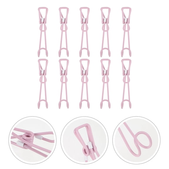 IFANLANDOR 10Pcs Metal Clip Hooks for Hanging with Stainless Steel Spring Suitable for Home Use