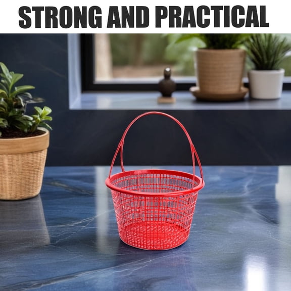 IFANLANDOR 10Pcs Portable Red Fruit Picking Basket with Handle for Vegetables and Grocery Storage