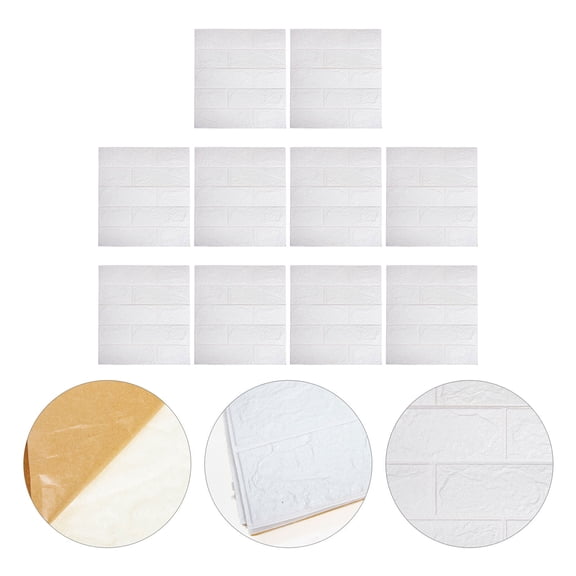 IFANLANDOR 10Pcs Self Adhesive White Brick Pattern Wall Stickers Peel and Stick Wall Decor