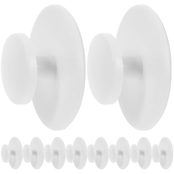 IFANLANDOR 10Pcs White Adhesive Round Cabinet Door Pulls Ergonomic Plastic Handles for Sliding Doors