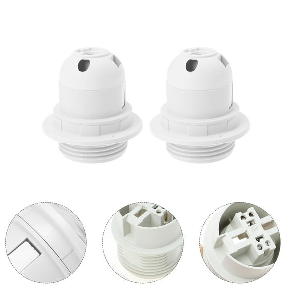 IFANLANDOR 10Pcs White Plastic E27 Bulb Socket for Lamp Accessories Simple Design Round Shape