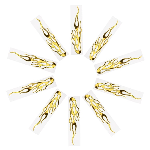 IFANLANDOR 10-Pack Yellow 3D PVC Flame Stickers for Vehicle Decoration, and Easy to Apply Car Accessories