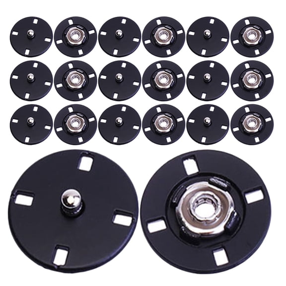 IFANLANDOR 12Pcs Black Alloy Invisible Coat Snap Buttons Flat Hidden Fasteners for Sewing and Tailoring