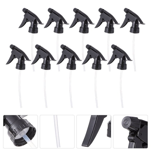 IFANLANDOR 12Pcs Black Plastic Spray Bottle Head Replacement with Fine Mist Sprayer for Versatile Garden and Home Use