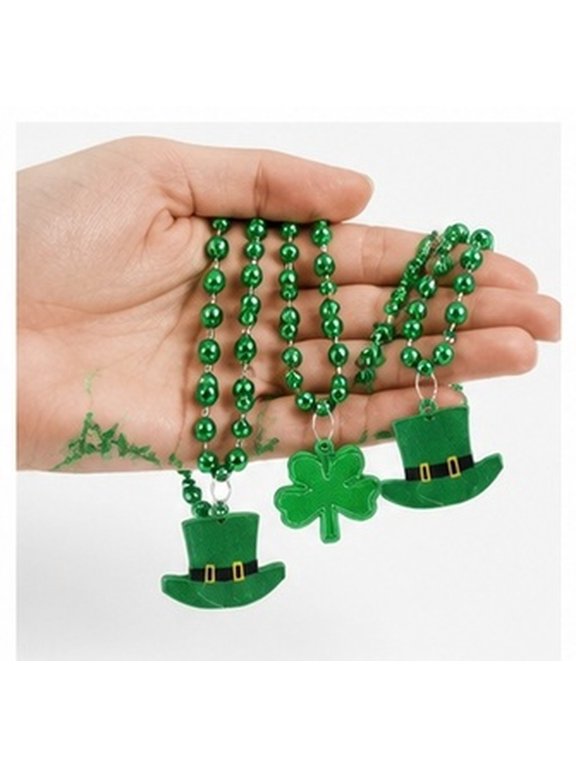 14Pcs Green Shamrock Necklace Creative Neck Chain for St Patricks Day Party