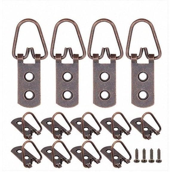 IFANLANDOR Secure Heavy Duty Picture Hangers Coffee Brass D-Ring for Hanging 15Pcs