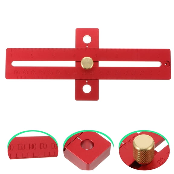 IFANLANDOR 1Pack Red Aluminium Alloy T-Shaped Woodworking Marking Ruler for Measurement and Drawing Lines