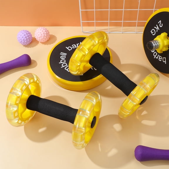 IFANLANDOR 1Pair Dual Wheel Ab Roller Yellow with Non Slip Handles for Effective Home Workout