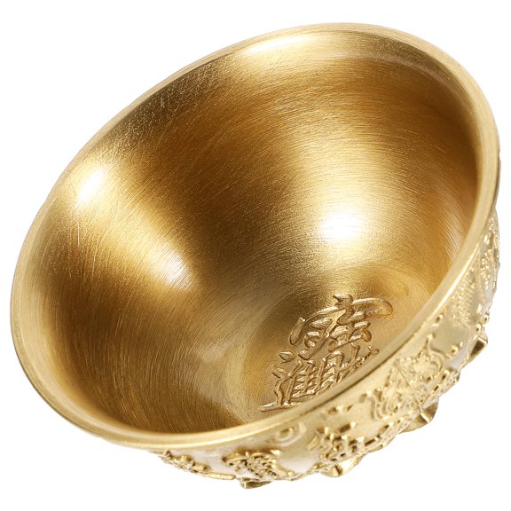 IFANLANDOR 1Pc Golden Cornucopia Decoration Bowl with Classic Embossed Patterns for Desktop Use