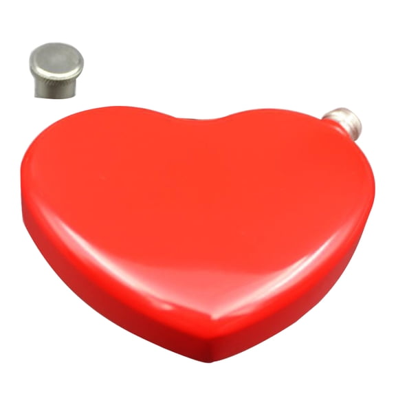 IFANLANDOR 1Pc Portable Liquor Flask Heart Shaped Stainless Steel Red with No Leak Design