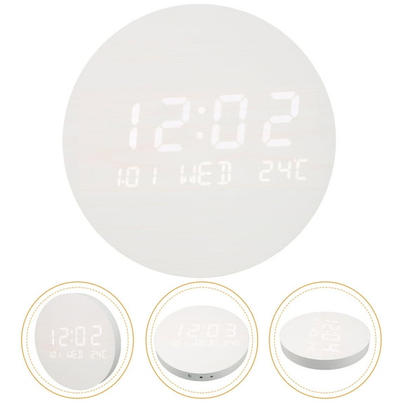 IFANLANDOR 1Pc Shelf Clock Wooden Desktop Clock Rechargeable LED Long Battery Life Home Use