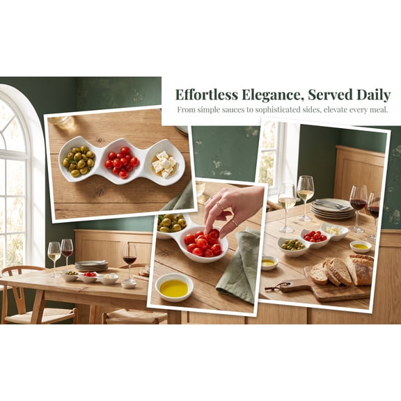 IFANLANDOR 1Pc White Ceramic Sauce Tray Multifunctional Side Dish Plate for Home Dining