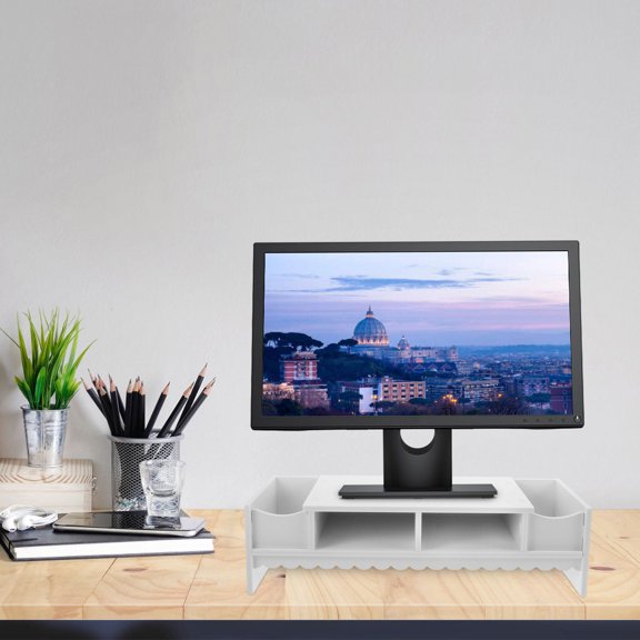 IFANLANDOR 1Pc White Screen Storage Bracket Multifunction Monitor Shelf for Organized Desktop