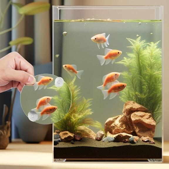 IFANLANDOR 1Pcs Betta Fish Exercise Mirror Acrylic Round Design for Aquarium Observation Aid 10.0x10.0x0.4in