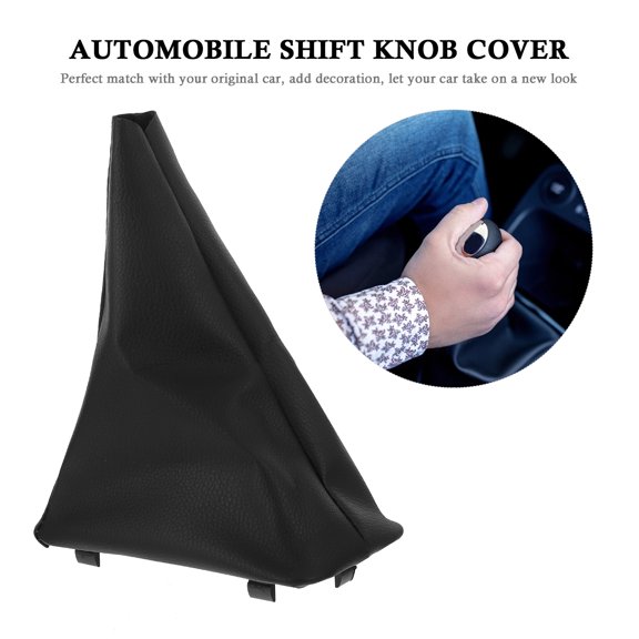 IFANLANDOR 1Pcs Shift Knob Boot Cover Black Leather - 15.7X5.9In