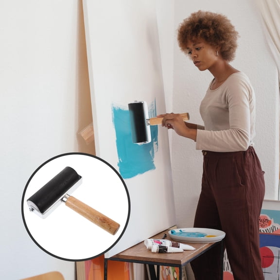 IFANLANDOR 1Set Ink Roller for Printmaking Rubber Roller for Stamping Tools Black 4.9in Canister