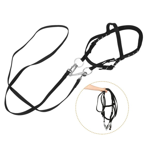 IFANLANDOR 1Set No-Bite Design Halter Bridle Rope in Black for Trail Riding 18.5x8.3x7.5in