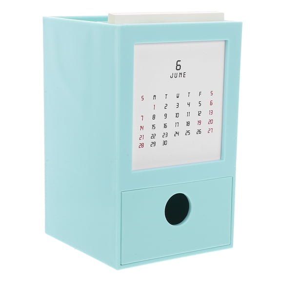 IFANLANDOR 1Set Plastic Green Desk Calendar Pen Holder with Daily Planner and Pencil Storage